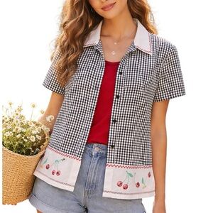 Lemon Grass Studio Gingham
Cherry Embroidered Top
Jacket L Cottagecore